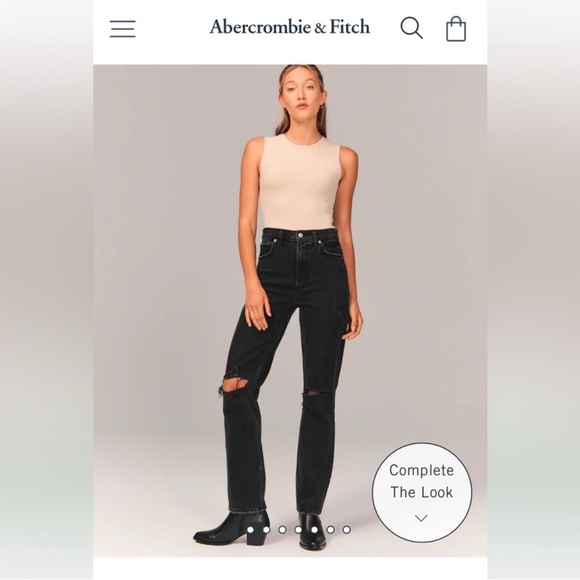 Abercrombie & Fitch 90s Ultra High Rise Straight Jean Black Size 33/16 - Picture 11 of 11